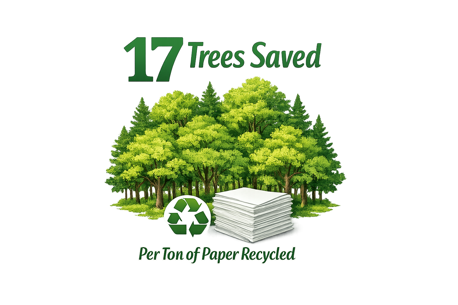 17 trees saved per ton of paper recycled